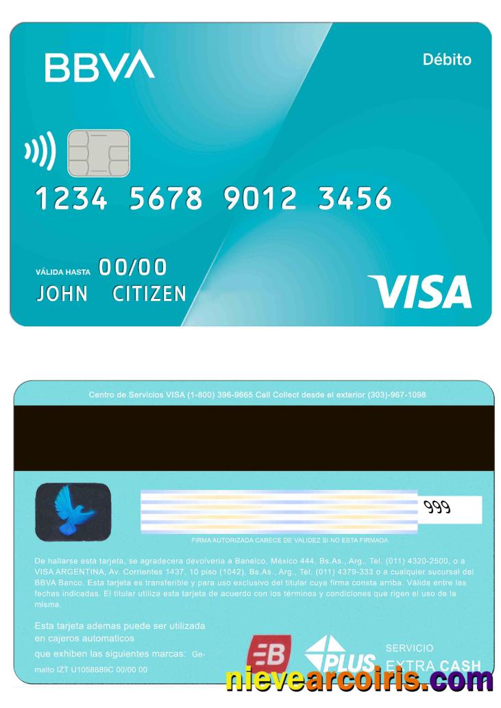 Agentina BBVA bank visa debit card 